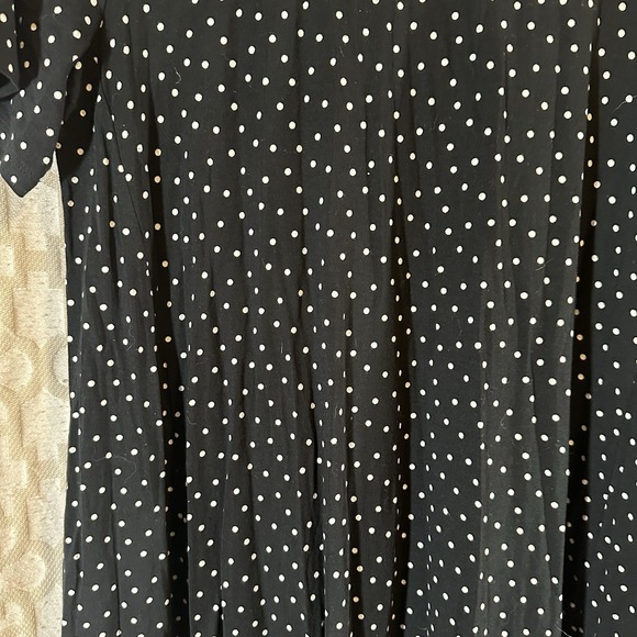 LOFT Polka Dot Swing Dress Black Short Sleeve Womens Medium - Picture 3 of 8